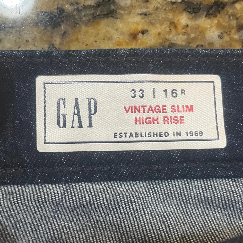 NEW Gap Vintage Slim High Rise Jeans Womens 33 16R Indigo Blue Stretch Ankle